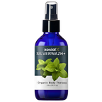 Blue spray bottle labeled 'Xosial Silverwazh+' with mint leaves on a white background